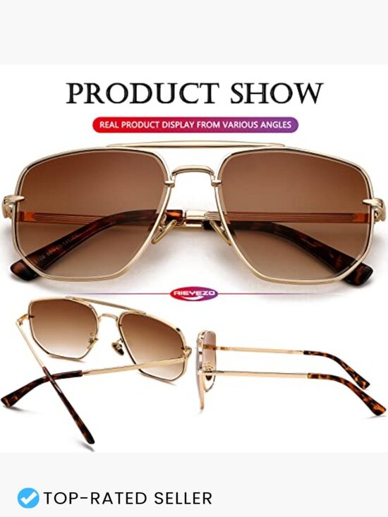 Oversized Square Aviator Sunglasses Vintage Pilot Gradient Shades main image 5